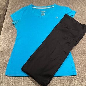 Champion T, Aerie blk bell legging, 2 piece set. All sz S